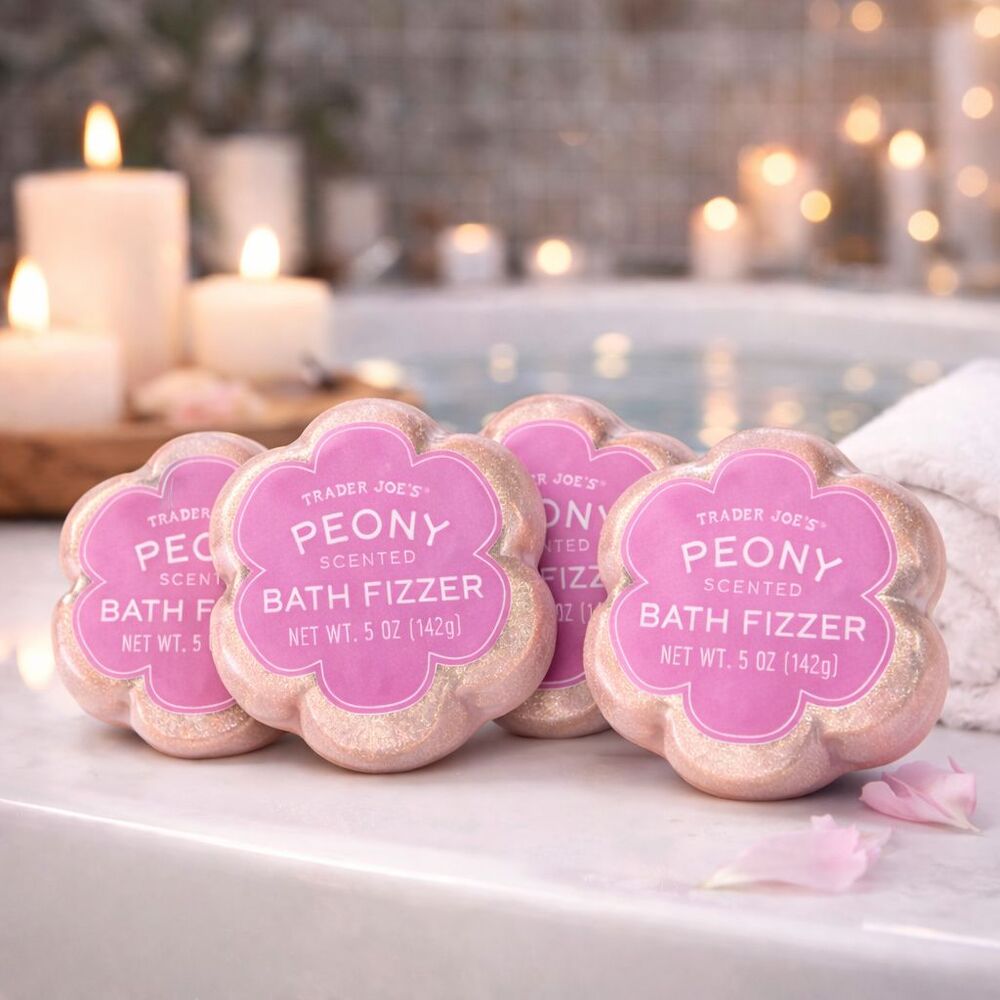 4x Trader Joe's Peony Scented Bath Fizzer - Relaxing Bath Bombs - Limited Time!